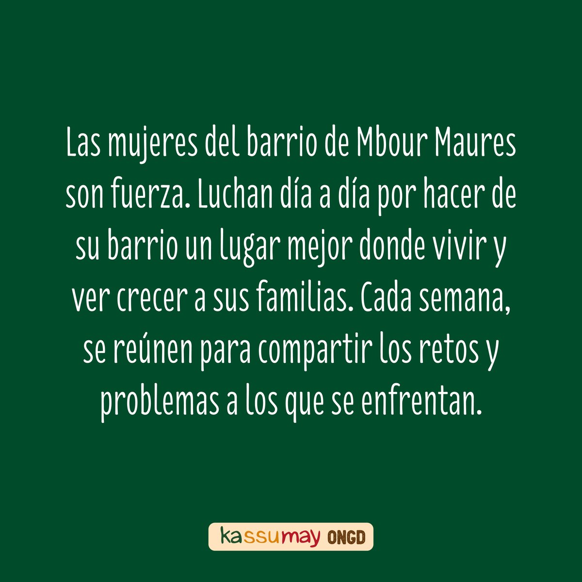 kassumay's tweet photo. ♀️ Grupos de apoyo de mujeres

👉 Las mujeres de Mbour Maures son pura fuerza. Luchan día a día para hacer de su barrio un lugar mejor. 

📅 Cada semana se reúnen para abordar los problemas que sufre tanto la zona, como ellas en particular, y ayudarse entre todas. https://t.co/FdQFi98naQ
