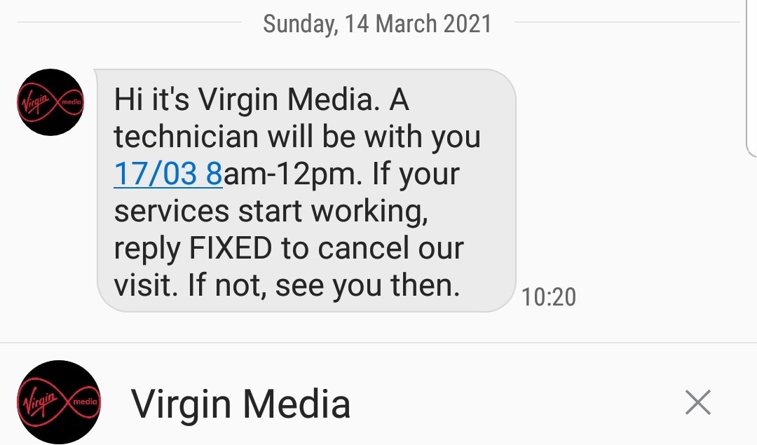 RobbySsk's tweet photo. @virginmedia the 17th!!!! This is priority treatment for the disabled and vulnerable?
No phone line since Monday.
That means no 999 service, isolation, we can't check in and tell him to take his pills!
What will it take for this to be taken seriously?
@Ofcom https://t.co/6y9HkNCuOe
