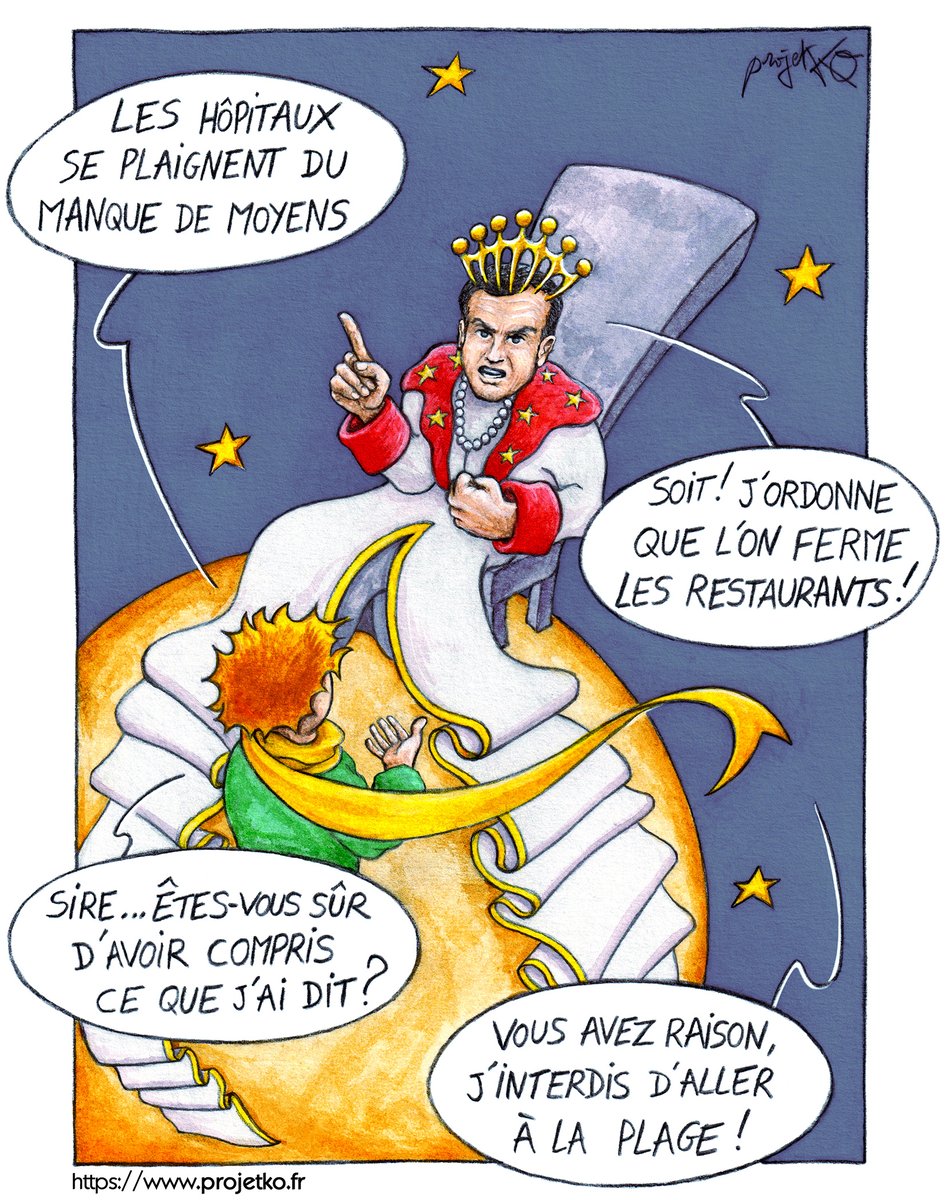 " Les grandes personnes sont bien étranges ", se dit le petit prince en lui-même...

#ProjetKO #Macron #COVID19 #petitprince 
projetko.fr