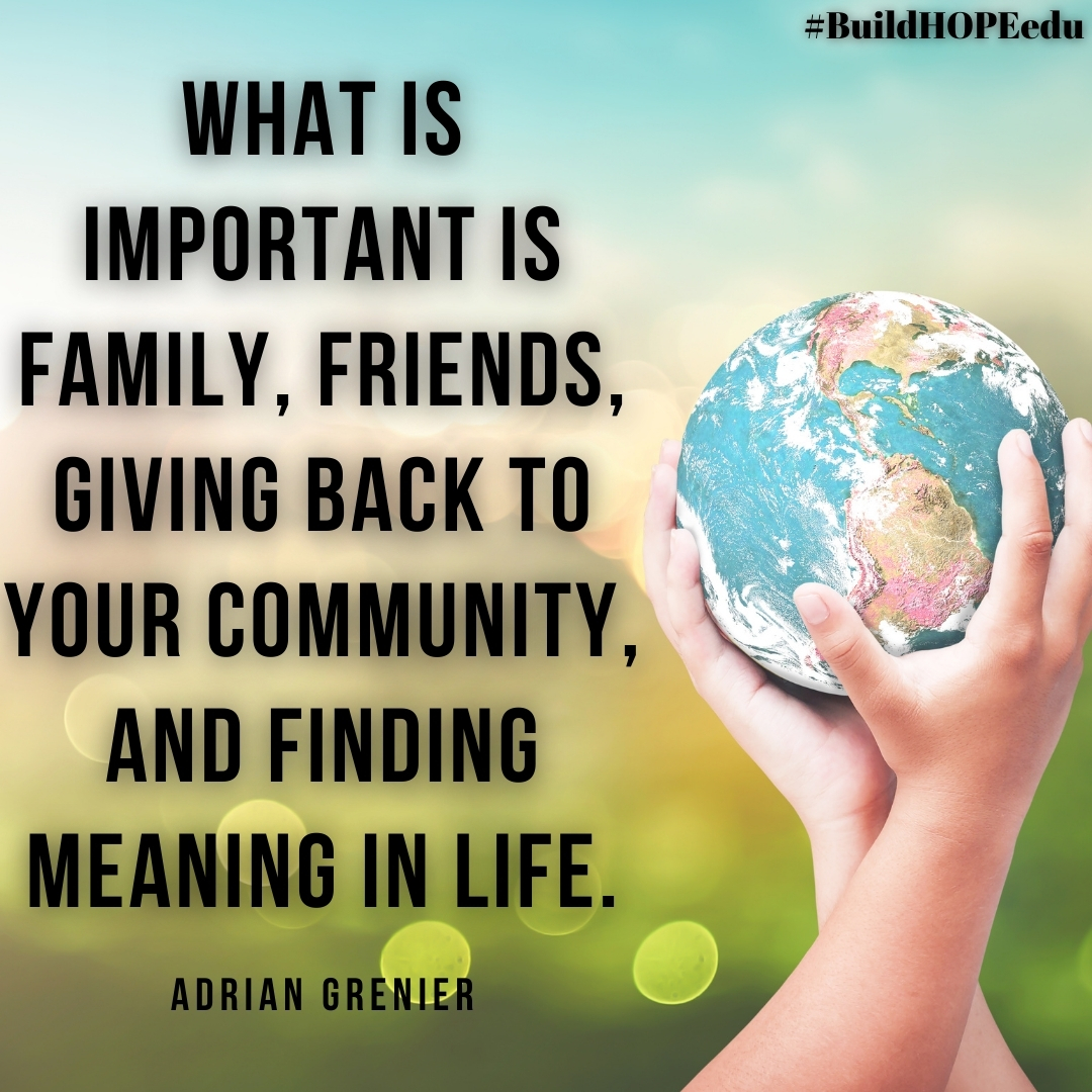 What is important is family, friends, giving back to your community, and  finding meaning in life.\, image size:1080x1080