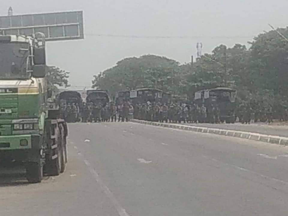 The massive groups of Terrorists are surrounding the whole HlaingTharYar Tsp &amp; shooting with live ammunition. #WhatsHappeningInMyanmar
#Mar14Coup #OpCCP
