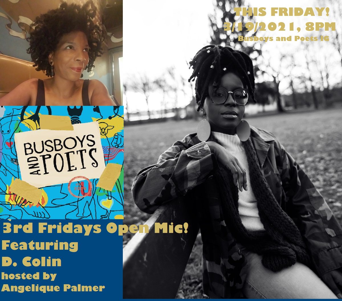 Hosting an #openmic on <a href="/busboysandpoets/">Busboys and Poets</a> <a href="/instagram/">Instagram</a>  page THIS FRIDAY at 8 PM EDT @PoetDColin is the feature!
#SpokenWord and #Poetry in one place!