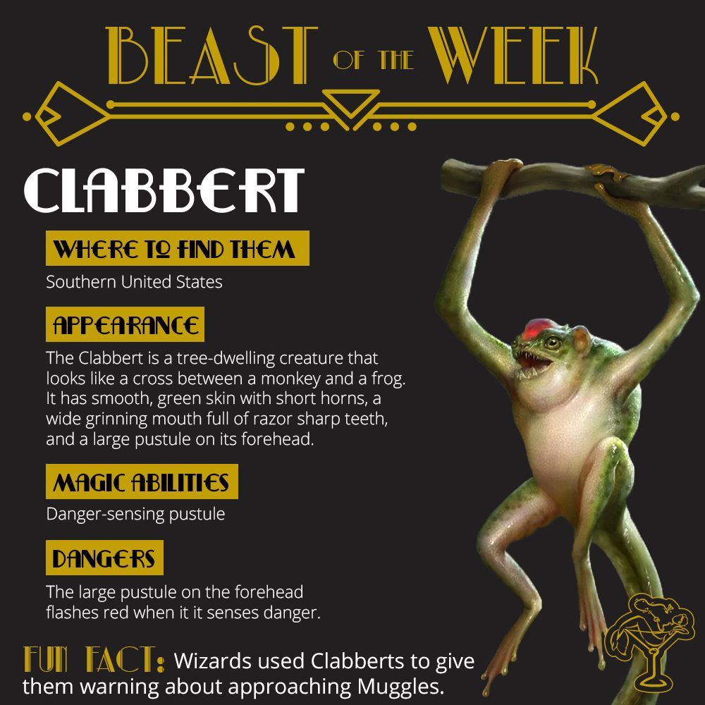 SpeakBeasty's tweet photo. This week's Beast of the Week is the Clabbert!
Did you know that a pustule on a Clabbert's head glows red when danger is near? So, it can be used as a Wizarding Intrusion Detection System! ๐จ
#BOTW #BeastOfTheWeek #Clabbert https://t.co/f9AJ45VNvS