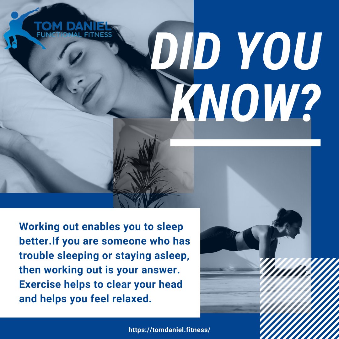 TomFunctional's tweet image. Did you know? Working out enables you to sleep better.
 
tomdaniel.fitness
 
#functionalfitness #fitness #functionaltraining #functional #personaltrainer #homeworkout #personaltraining