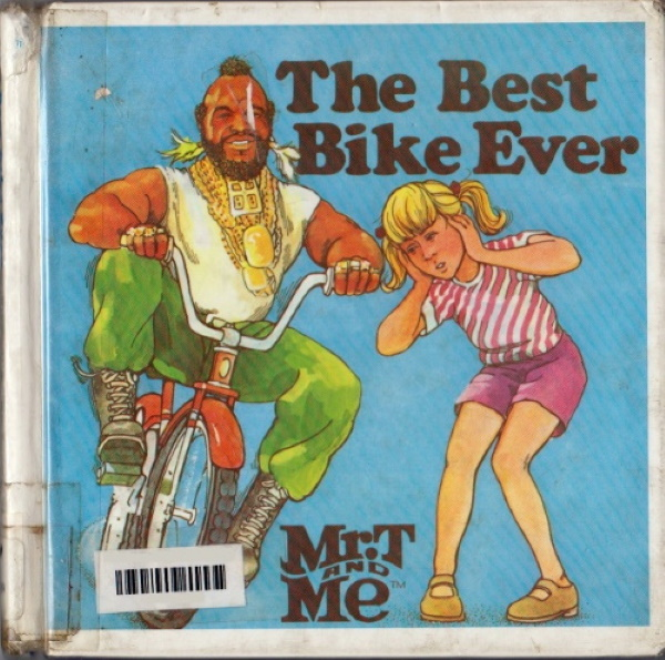 RetroSome's tweet photo. This girl who is awed by Mr T's tiny bike exists. https://t.co/TuZM4U2k8e