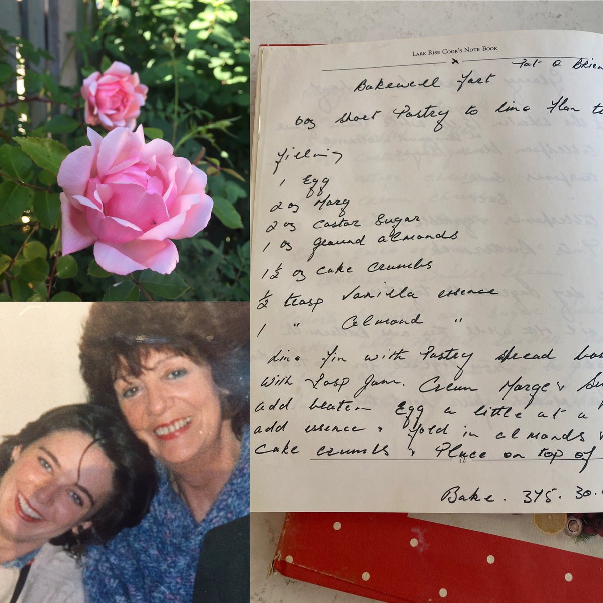 So the packing continues! While packing my cookbooks I came across one of my Mum’s recipe books. It was so lovely to see her beautiful handwriting. Mum was an amazing baker. Bakewell Tart being one of her specialties. Happy Mother’s Day Mum, always missed forever loved. 🌹♥️