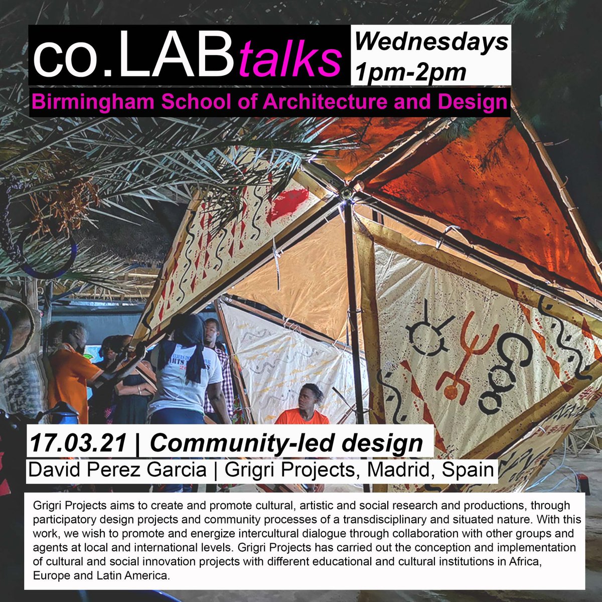 grigriprojects's tweet photo. Muy contentas de poder compartir nuestro trabajo en los #coLABtalks de la @BCU_BSoAD por invitación de la profesora María José Martínez. Community-led design.
Será el miércoles 17 de marzo a las 14h aquí: https://t.co/6QFqRB3qmZ https://t.co/5h156u34XR