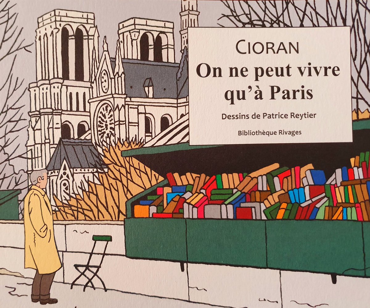 LucaNiculescu's tweet photo. "On ne peut vivre qu'à Paris" -  un livre avec plein d'aphorismes inedits de Cioran, l'un des plus grands stylistes de la langue française et désormais  personnage de BD. Brilliant, farouchement pessimiste, le philosophe roumain est superbement illustré par Patrice Reytier. https://t.co/A1JPdkzKB9