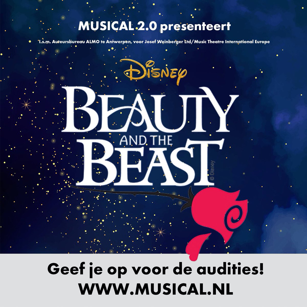 In het nieuwe seizoen 2021/2022 presenteert Musical 2.0 een van de bekendste musicals aller tijden: ‘Disney’s Beauty and the Beast’! Voor de productie zoekt Musical 2.0 talenten van 12 t/m 20 jaar met een passie voor zingen, dansen en acteren.

📝 Musical.nl/audities