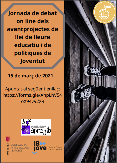 aproJib's tweet photo. Recorda! Jornada de debat on line dels avantprojectes de llei de #LleureEducatiu i de #PolítiquesDeJoventut de les Illes Balears
Enllaç a la Jornada:
Matí: https://t.co/qx1ANwhYy0
Horabaixa: https://t.co/AQa4xowIuJ
Inscripcions: https://t.co/HDItL0WEBe
#DebatAprojib
@ibjove https://t.co/oVtXO9aQsL