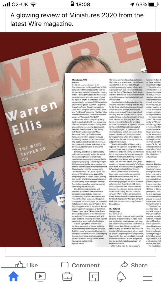JacquelineHysl2's tweet photo. Review from @thewiremagazine #wiremagazine @AdamAbsent #miniatures2020 #albumrelease https://t.co/qLSHNld1wK