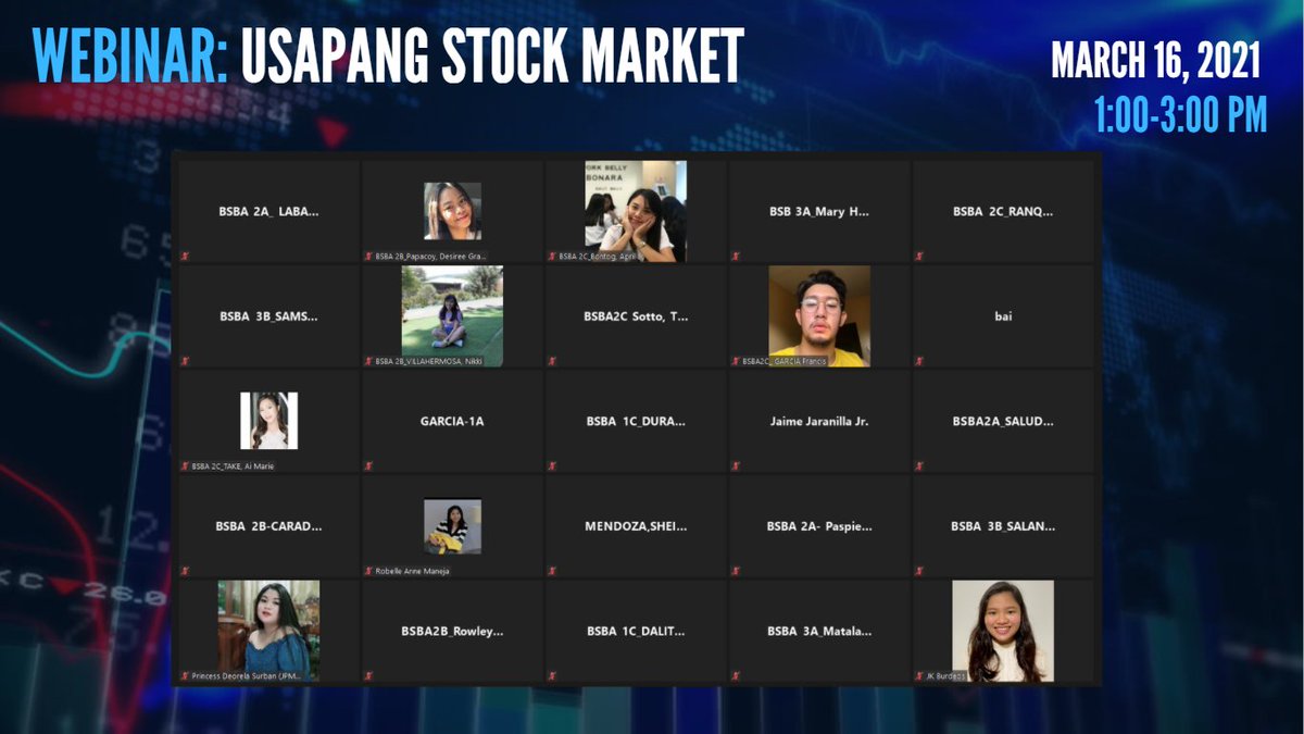 JFinexSPC's tweet photo. Yesterday was a success! 

Thank you, ABM students for participating in our webinar entitled "Usapang Stock Market" dated March 13, 2021, from 1 pm-3 pm. https://t.co/BWpHVeYYam