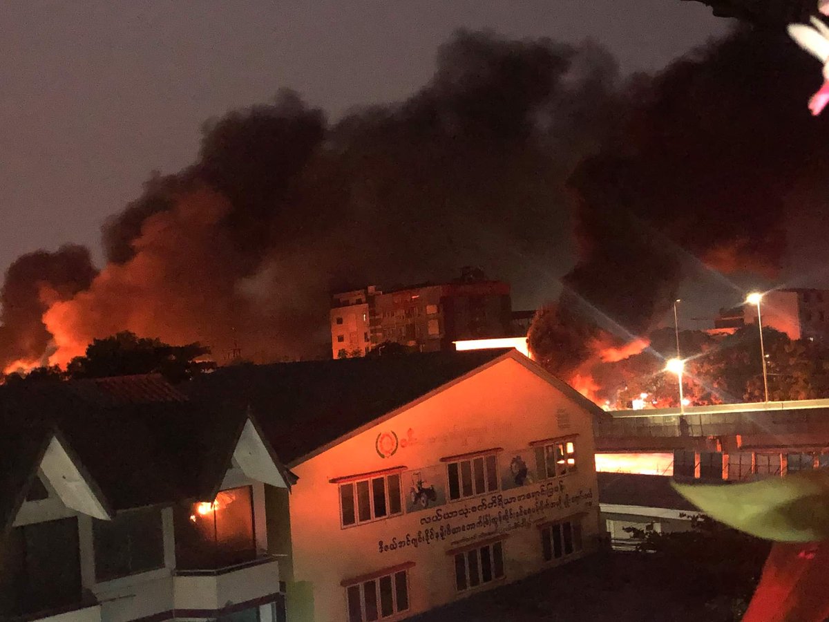 The police and soldiers are shooting in Bayint Naung near Hlaing Thar Yar till the night in Yangon. Our days and nights aren't safe anymore.
Save our life.
TW : fire // violence 
LOCOMOTIVE XYZ
<a href="/freya_cole/">Freya Cole</a> <a href="/RapporteurUn/">UN Special Rapporteur Tom Andrews</a>
#WhatsHappeningInMyanmar
#Mar14Coup