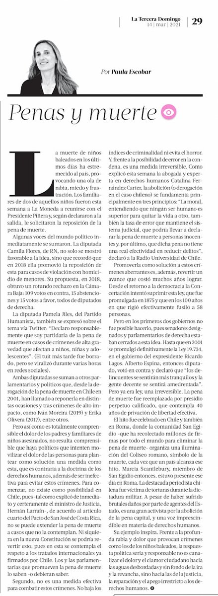 Columnas: Matamala, Contardo y Escobar