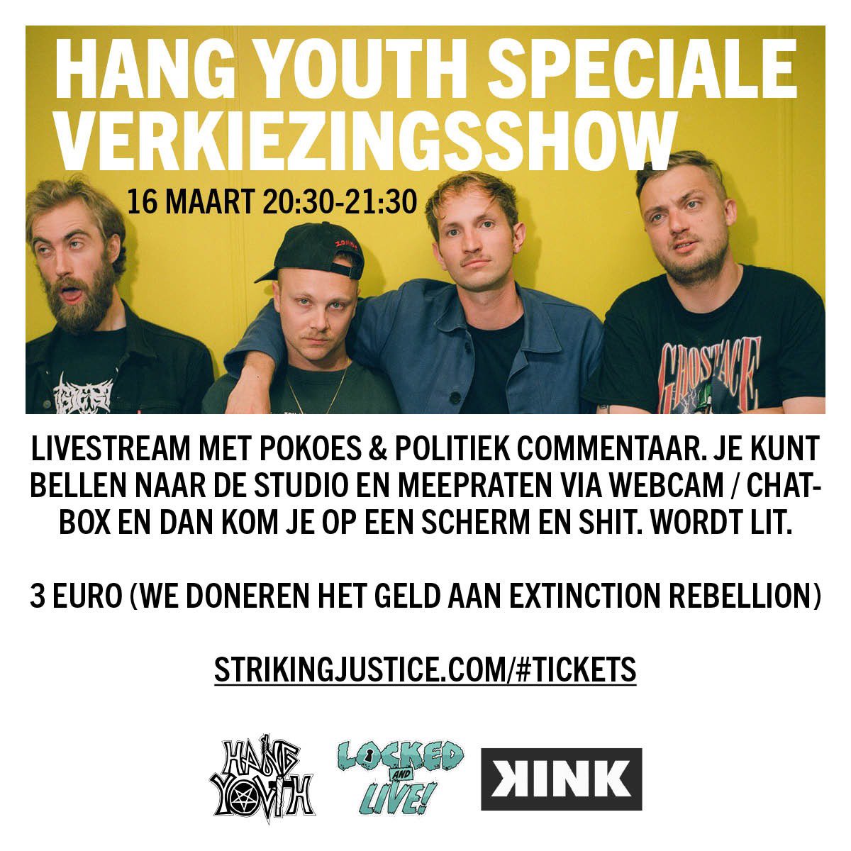BEL IN &amp; WORDT GEHOORD 📲 INTERACTIEVE SHOW MET LIVE STEMWIJZER BESPREKING, EXPERTS &amp; FUN strikingjustice.com/#tickets
