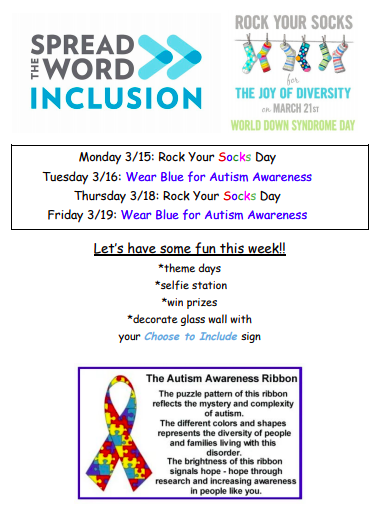 kdelaplante's tweet photo. Celebrate Disabilities Awareness Month with many chances to win prizes!! Follow and Tag @SHUnified wearing your crazy socks, wearing blue, or a selfie by our Selfie Station in the Main Hallway! @SweetHomeCSD @SHPantherEye https://t.co/nMaRMC8Di6