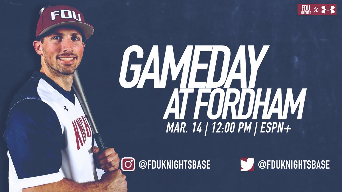 FDUKnightsBase's tweet photo. #GAMEDAY Game 3 of the Series
⚾️ 🆚 Fordham
⏰ 12 PM
📍 Houlihan Park (Bronx, N.Y.)
📺 https://t.co/kQbMtcB8b8 (ESPN+)
📊 https://t.co/XWJccEvumc

#uKnighted https://t.co/BlCDQG3TVI