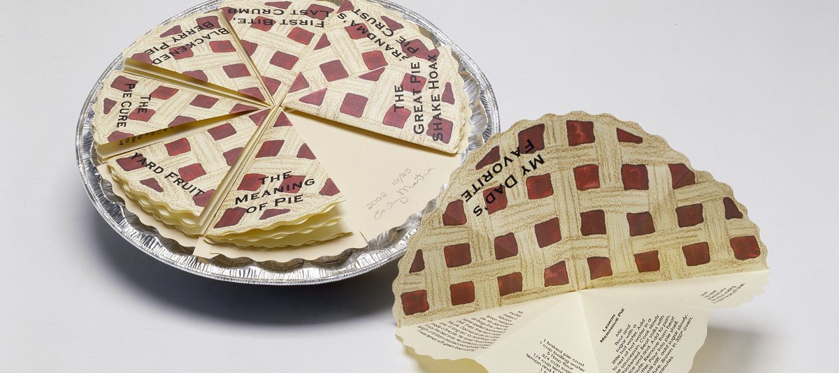 WomenInTheArts's tweet photo. The Art of #PiDay—To celebrate #PiDay, we immediately thought of spotlighting a work in NMWA’s collection of artists’ books, #EmilyMartin’s "Eight Slices of Pie" (2002). https://t.co/W5YqbiI2v8 https://t.co/fMVklbmF58