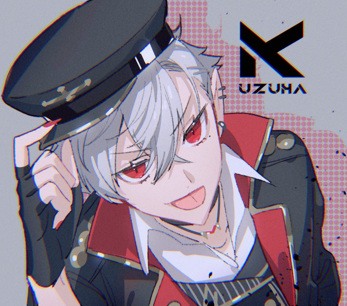 kuzuha (nijisanji) 1boy male focus red eyes tongue solo gloves tongue out  illustration images