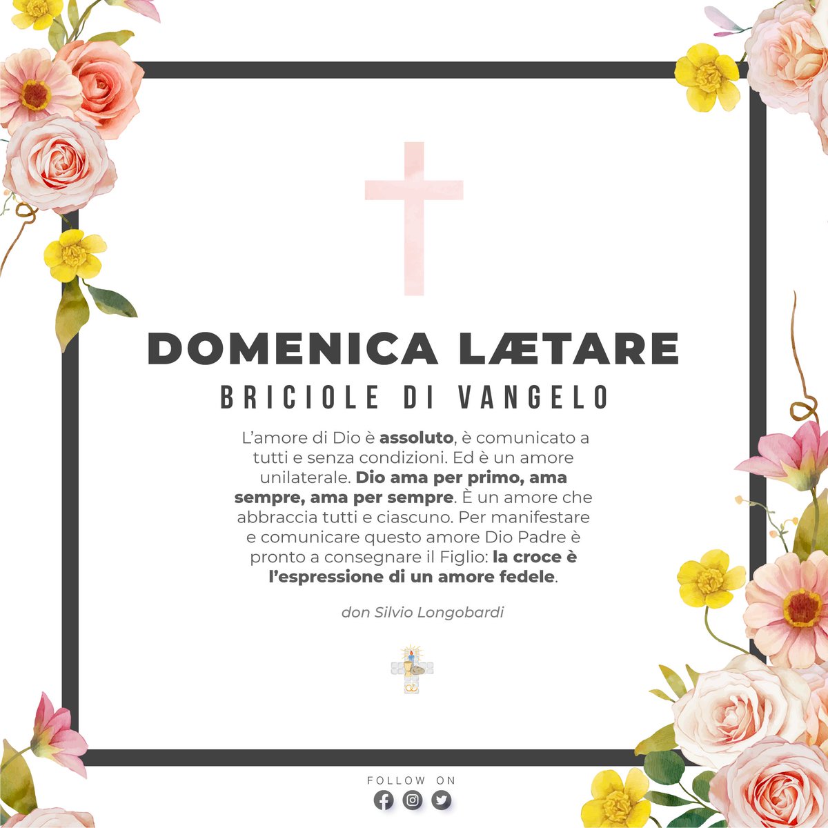 IV Domenica di Quaresima - DOMENICA LÆTARE
𝗩𝗶𝘁𝗮 𝗶𝗻 𝗮𝗯𝗯𝗼𝗻𝗱𝗮𝗻𝘇𝗮 (Gv 3, 14-21)

Santa domenica!

Commento intero qui👇
puntofamiglia.net/puntofamiglia/…

#briciolediVangelo #fraternitadiEmmaus #puntofamiglia