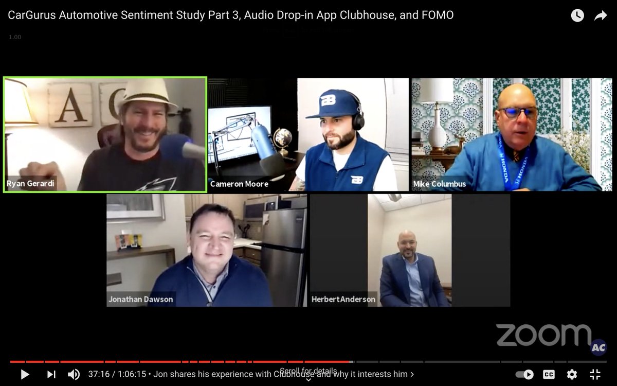 Herb Anderson from <a href="/DealerTalk/">DealerTalk</a> offers up the final word on this discussion about Clubhouse at 56:45 with <a href="/sellchology/">Jonathan W. Dawson</a> and <a href="/autoconversion/">Ryan Gerardi</a> ow.ly/TdaY50DYd0Z