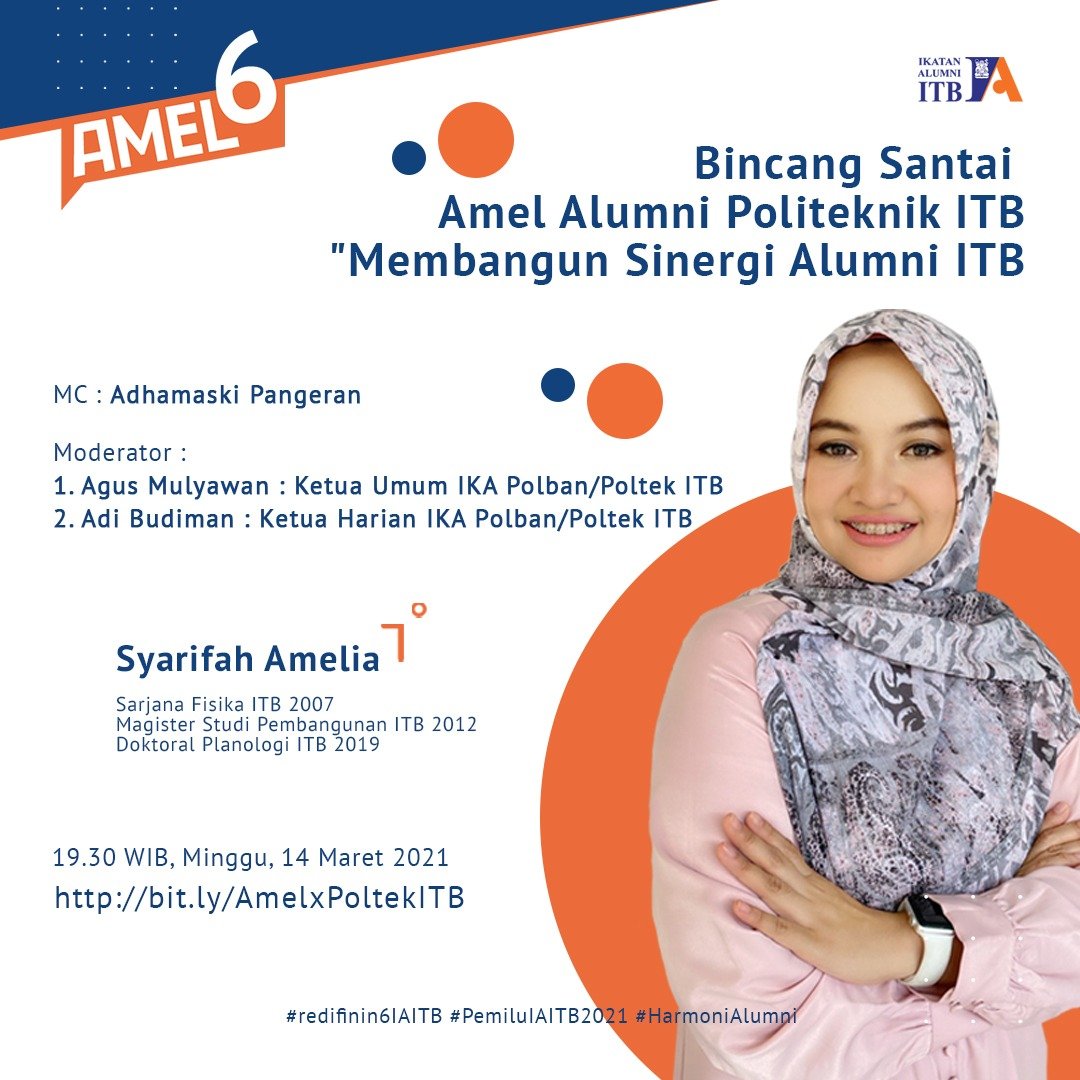 Hai Sahabat, apa kabar? Semoga kita selalu sehat yaa. Sedang berlangsung Amel bincang santai bareng Alumni Poltek ITB. Klik linktr.ee/redefinin6IAITB
.
#pilihygkenalsaja #redefin6IAITB #HarmoniAlumni #pemiluiaitb2021
#iaitb #itb1920 #alumniitb