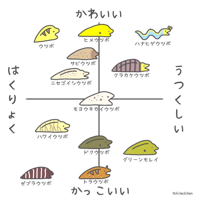 私の独断と偏見によるウツボチャートです

異論は認めます 