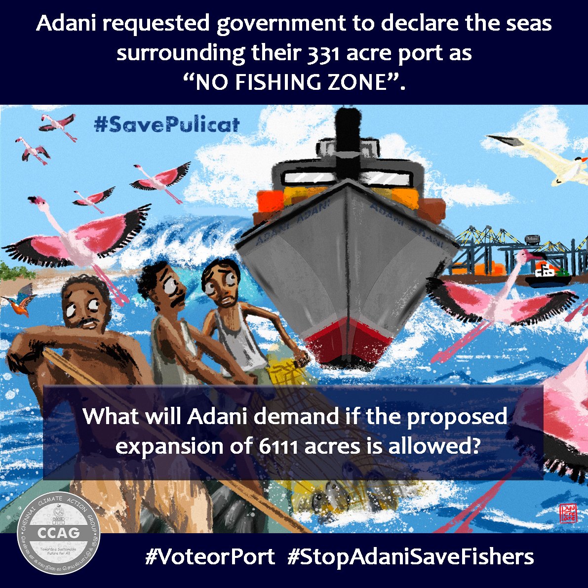 YPPIndia's tweet photo. Adani’s wealth increased by 50% in 2020 despite lockdown. Now he destroys fishermen's life for his profit! #voteorport #stopadanisavechennai https://t.co/Cn1VW1pgU1