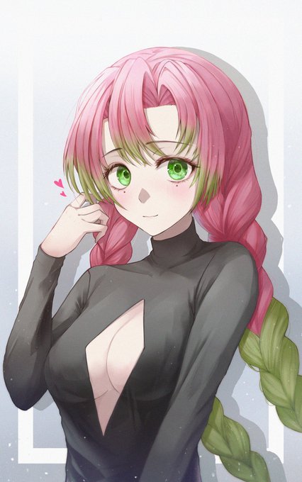 RENESIさんがTwitterに投稿した甘露寺蜜璃(鬼滅の刃)のイラスト。