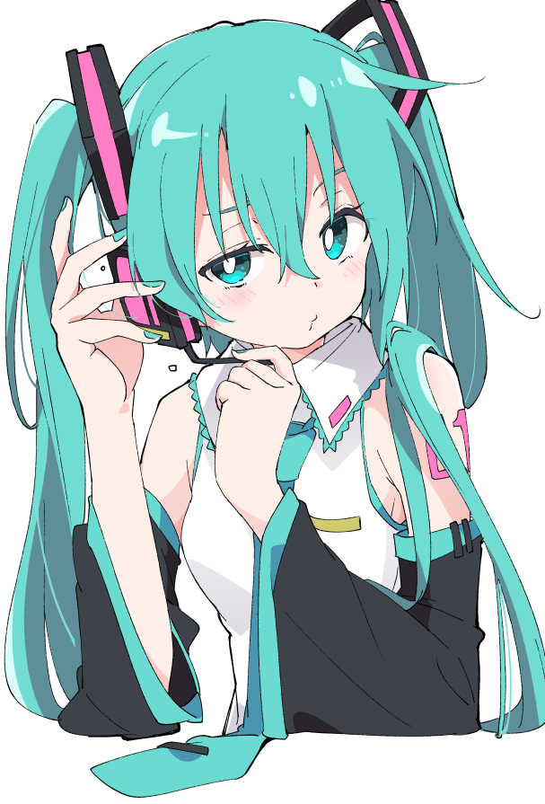 hatsune miku 1girl solo twintails long hair bright pupils white pupils skirt  illustration images