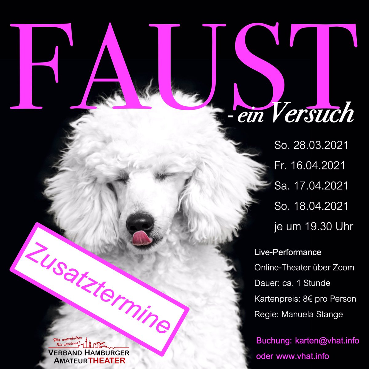 VHAT_Praesident's tweet photo. „Faust, ein Versuch” – eine Eigenproduktion als Live-Performance im digitalen Raum

Zusatztermine
📆 28.03. | 16.04. | 17.04. | 18.04.
🕰 19:30 Uhr

🎟 https://t.co/moU25SY1Hp

#theater #kultur #hamburg
#vhat #bdat #amateurtheater
#theaterhamburg #theaterleben
#aufführung #faust https://t.co/8bGSNnPqdP