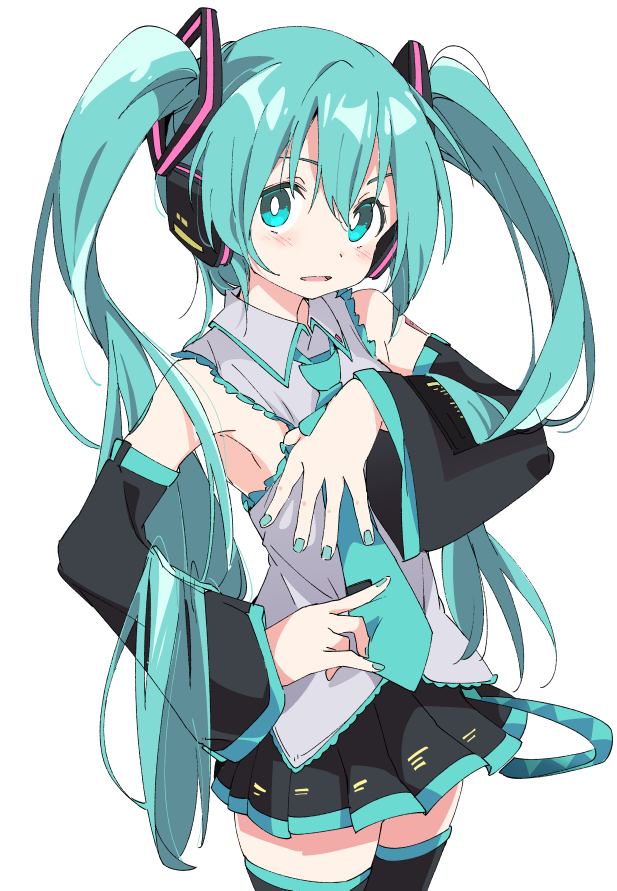 hatsune miku 1girl solo twintails long hair bright pupils white pupils skirt  illustration images