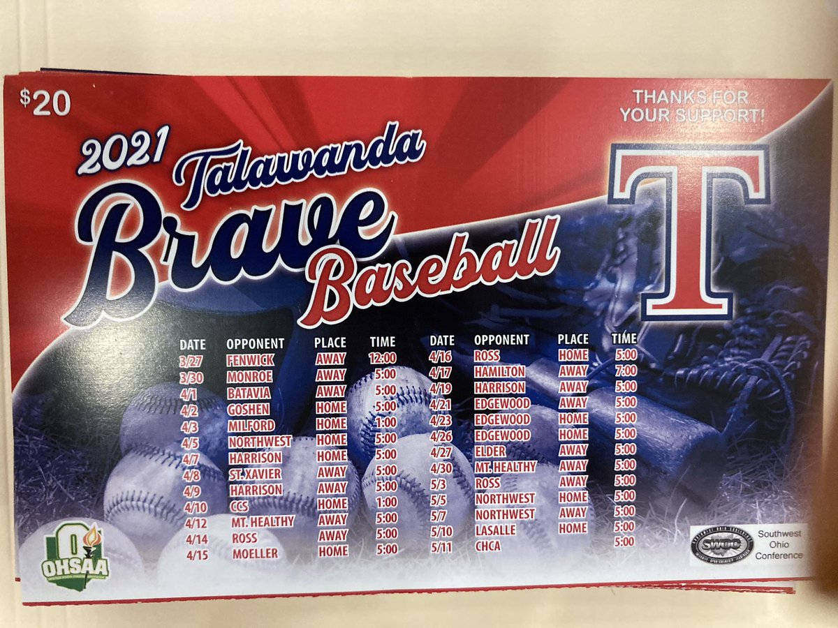 Talawandabaseb1's tweet photo. One more day to buy your Talawanda Baseball Brave Cards!! Fundraiser ends tomorrow!! https://t.co/hXb4as4jE7