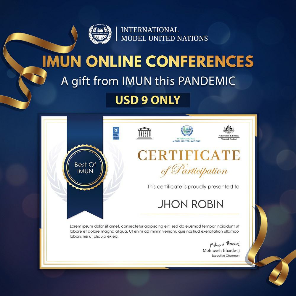 Kudostic's tweet image. Sign up for IMUN 49.0 for just $9 
🔴Limited seats. Hurry!🔴
. click link to apply internationalmun.org/RegistrationFo…
#InternationalMUN #mun  #internationalconference #diplomacy #leaders #youngleaders #unitednations #un #munconference #online #onlineconference #onlinemun