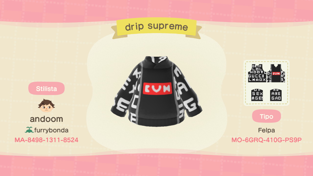 andominio on X: drip supreme #drip #supreme #AnimalCrossing #ACNH  #NintendoSwitch  / X