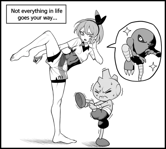 #pokemon 
Bea and Hitmontop cartoon 