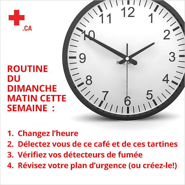 ⏰  Petit conseil de votre amie la Croix-Rouge : profitez du changement d'heure pour vérifier vos détecteurs de fumée et revoir votre plan d’urgence. #heuredete #soyezpret