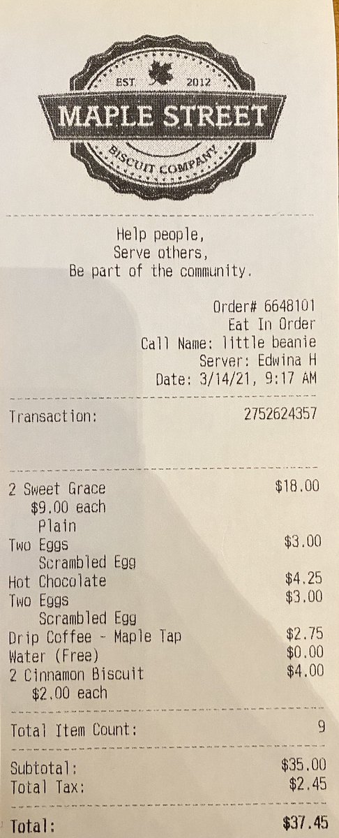 RobertTangeman's tweet image. When it costs you ~$40 to take your boy to a meat free breakfast @MapleStreetBisc #goodfood #terriblevalue