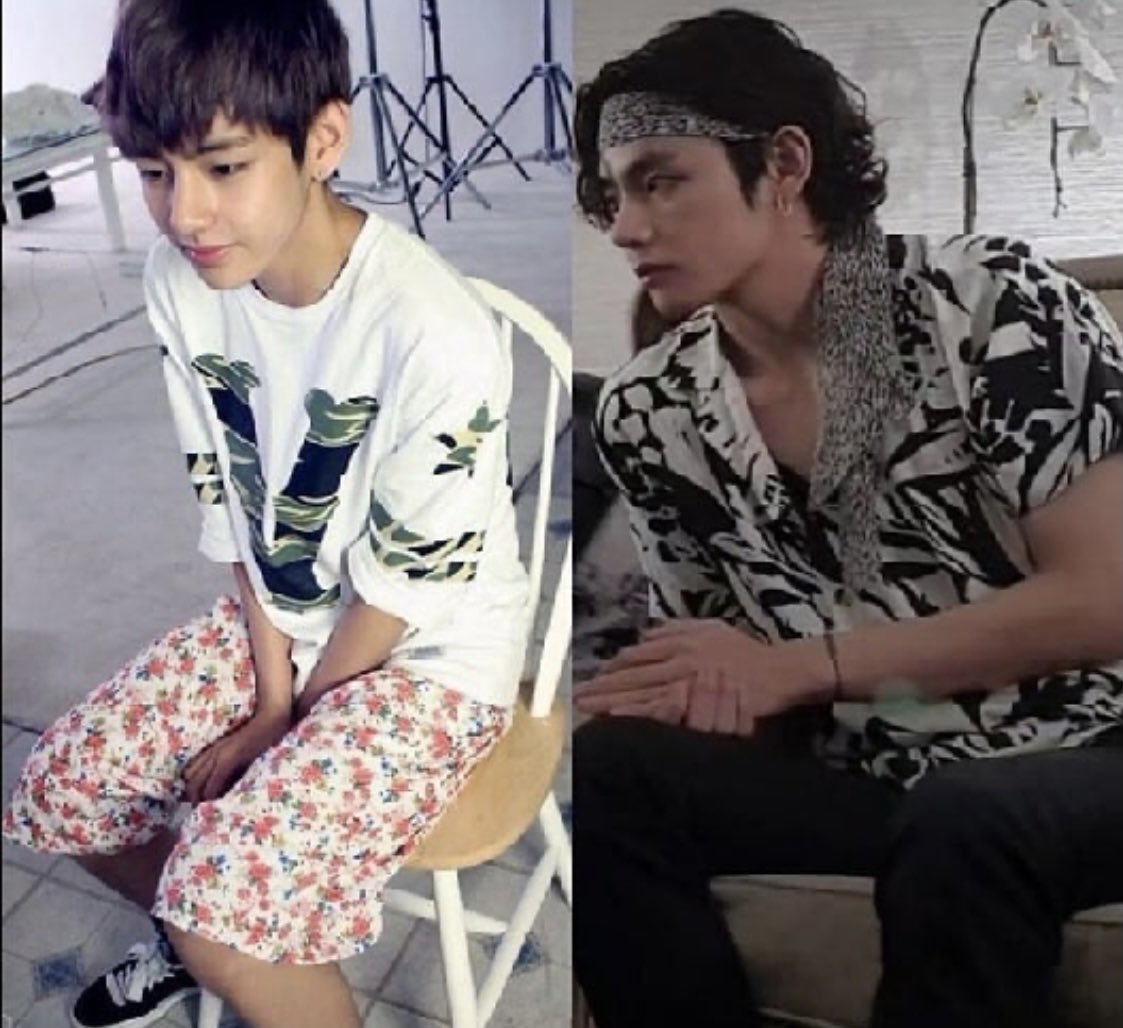 rjll_3095's tweet photo. Tell me a bigger glow up of this generation. #KimTaehyung #V @BTS_twt #glowup #VisualGod #grammyBTS #KIMTAEHYUNG https://t.co/EZE8sYUo12