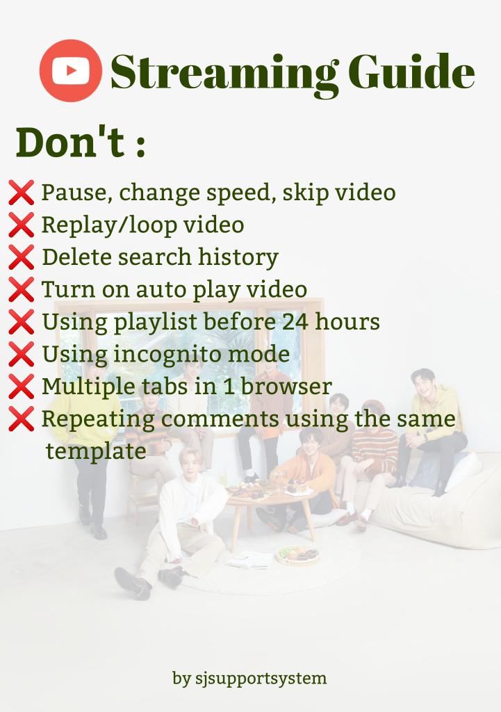 sjsupportsystem's tweet photo. ✨ YOUTUBE STREAMING GUIDE ✨

Read carefully and spread to others so our views not considered as bot.

#SUPERJUNIOR #SUPERJUNIOR_TheRenaissance #HouseParty @SJOfficial https://t.co/EWJUyVrO4o