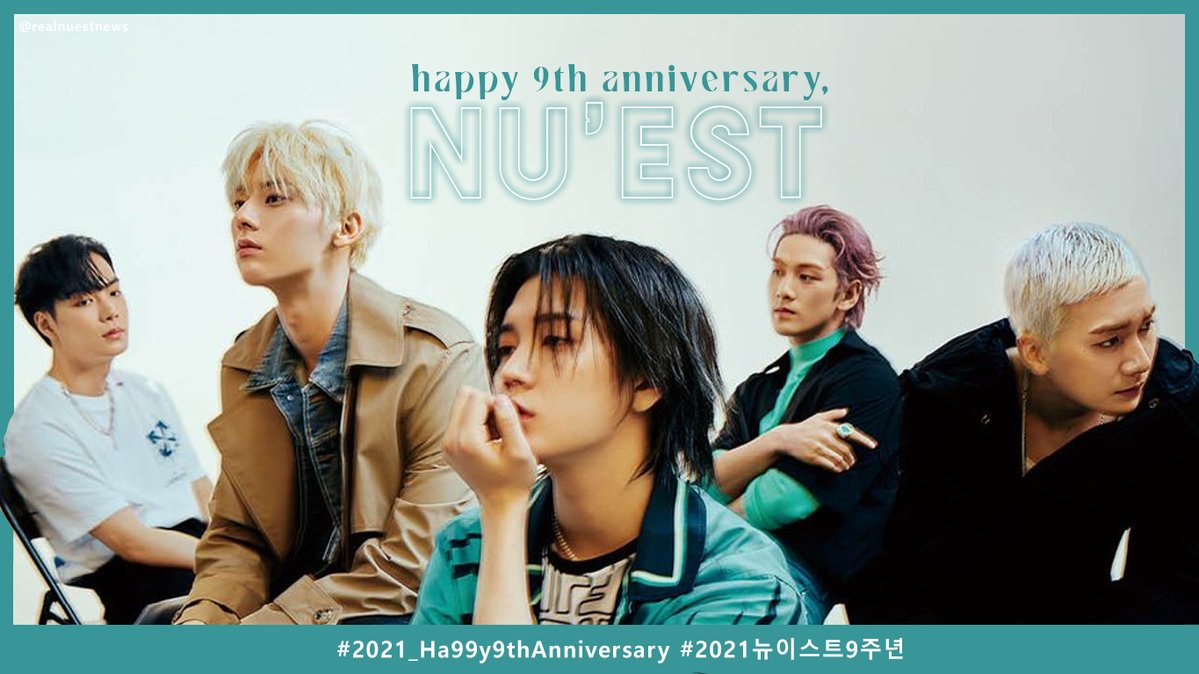 realNUESTNEWS's tweet photo. 🎉 210315 NU'EST 9th DEBUT ANNIVERSARY 🎉

@NUESTNEWS #뉴이스트 #NUEST #2021_Ha99y9thAnniversary #2021뉴이스트9주년 #JR #아론 #백호 #민현 #렌 https://t.co/PToLNyACKa