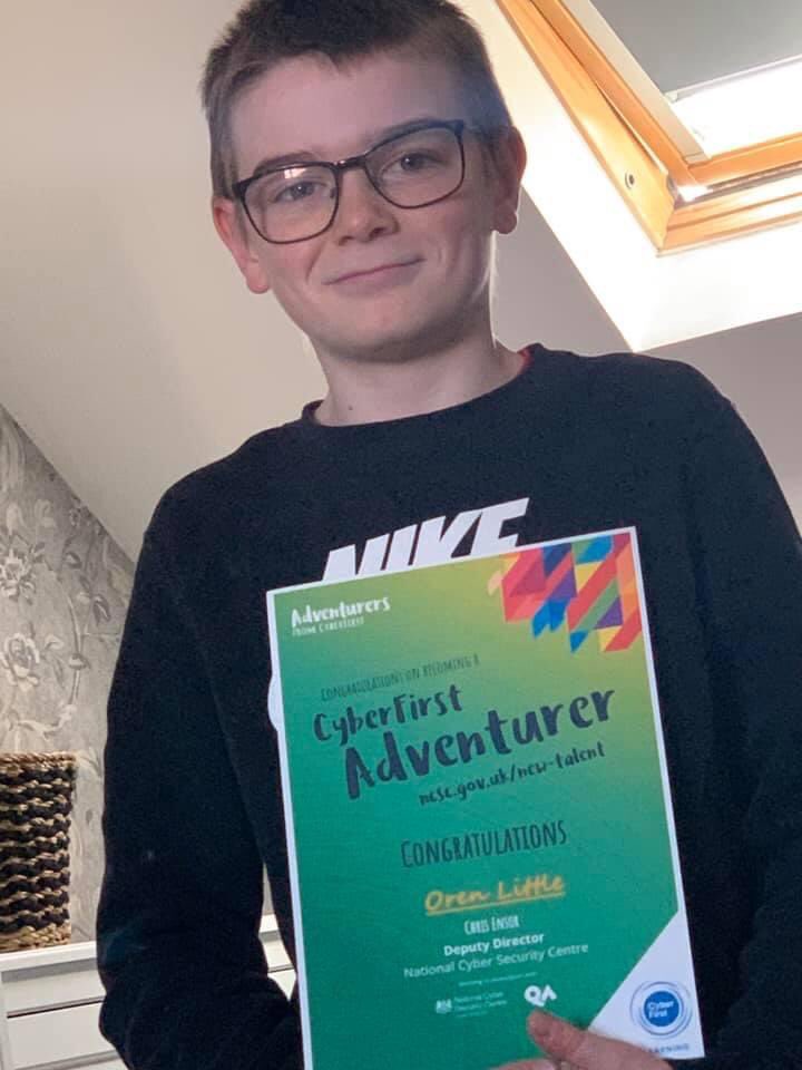 Well done to Oren Little, one of our newest cadets (hence the lack of uniform) for taking part and completing the CyberFirst Adventurers course. I hope this is the first of many certificates. #HerneBay <a href="/ArmyCadetsUK/">Army Cadets UK</a>