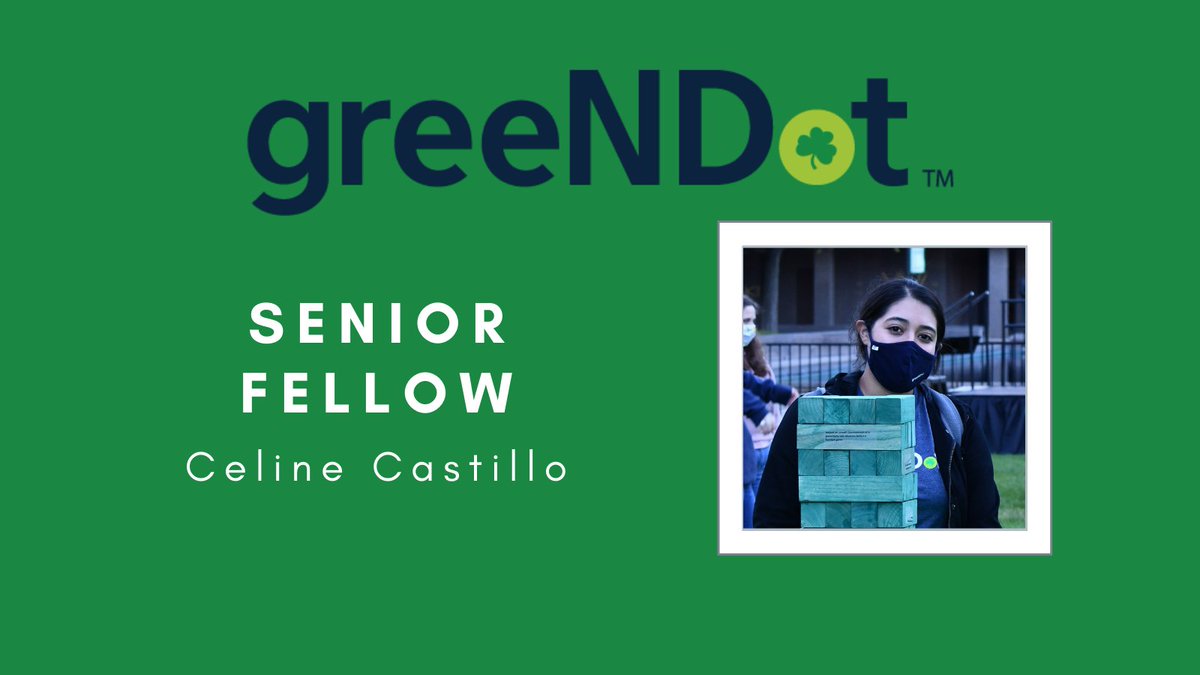 “My favorite thing about being a greeNDot Senior Fellow is helping plan and execute action events that keep students engaged with greeNDot!” Email Celine at ccastil4@nd.edu with any questions. 
Apply to be a greeNDot Senior Fellow today!
#notredame
studentaffairs.nd.edu/division-direc…