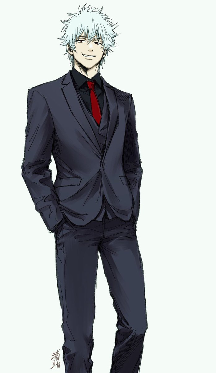 sakata gintoki 1boy male focus solo short sleeves black pants japanese clothes smile  illustration images