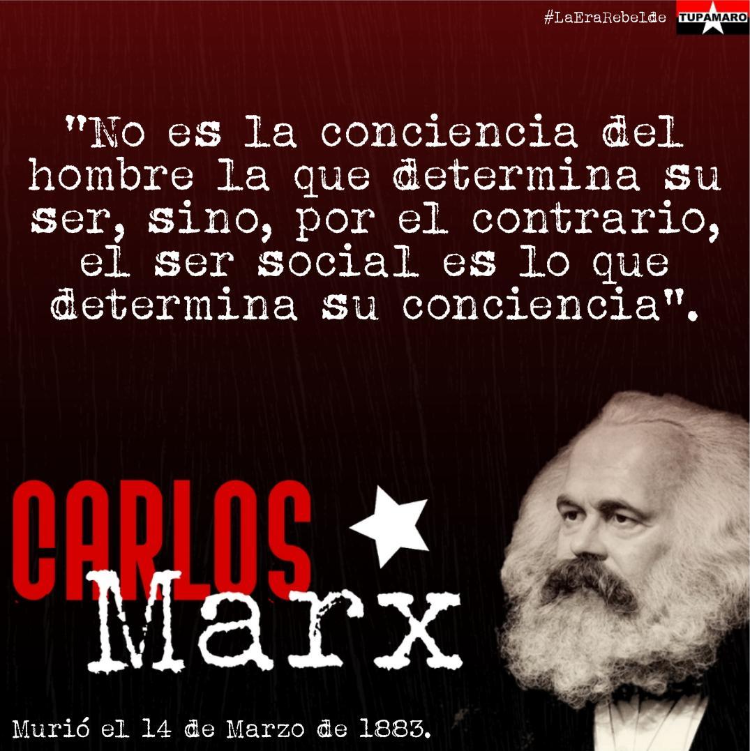 Carlos Marx  murió un día como hoy  el 14 de Marzo de 1883 en Londres, quien fuese el fundador del comunismo científico, de la filosofía del materialismo dialéctico e histórico, de la economía política del proletariado internacional.
#LaEraRebelde
<a href="/NicolasMaduro/">Nicolás Maduro</a>