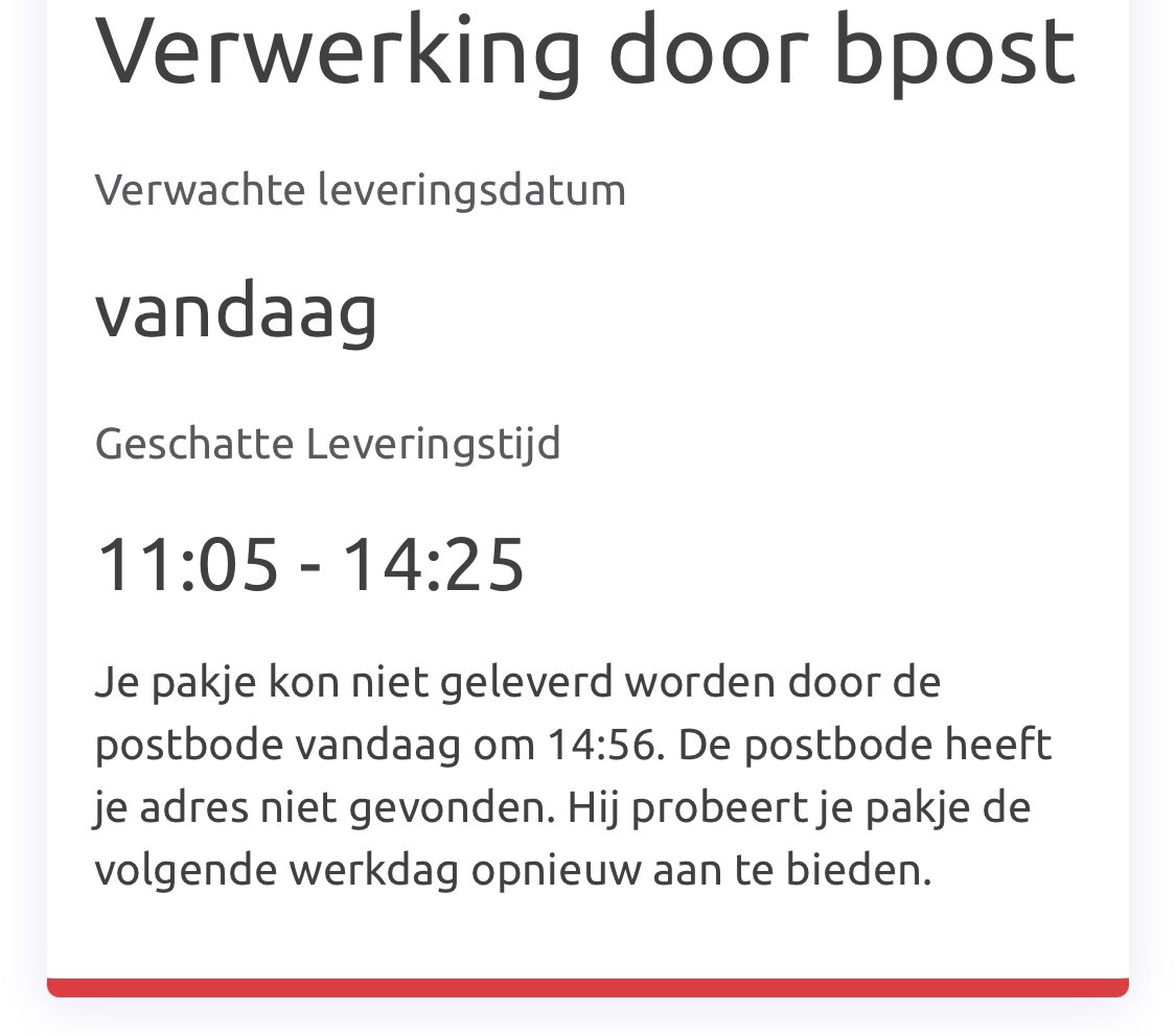 Caliwaaa's tweet photo. @bpost_nl gisteren perfecte levering en vandaag vinden ze het adres niet, zogezegd leveren op zondag? Zeer teleurstellende dienstverlening!!! https://t.co/zk8qebnEBl