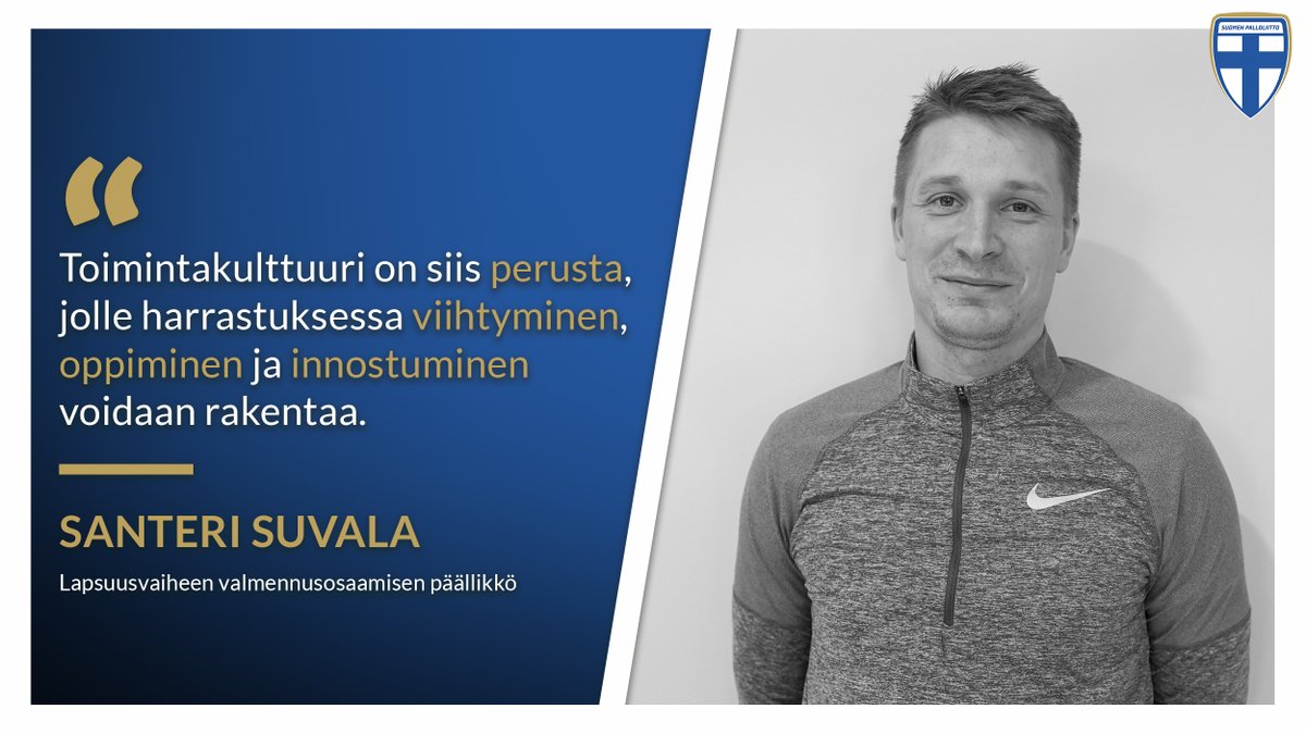 Palloliitto's tweet photo. Palloliiton lapsuusvaiheen valmennusosaamisen päällikkö 
@SaSuvala kirjoittaa #lastenvalmennuksenlaatu -blogissaan laadukkaan toimintakulttuurin merkityksestä.

Lue blogi ja osallistu keskusteluun ➡️ https://t.co/rkphiMdqLC

#SeurojenPalloliitto #lastenvalmennus https://t.co/kPIsLLZjWP