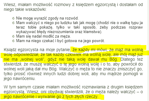ciotkarewolucji's tweet photo. Wąteczek na rakowe cytaty ze stronki #Sychar (tak, tej reklamowanej na infantylnych bannerach z szantażem moralnym). Ostrzegam, srogie rakowisko i dużo złych, toksycznych rad. 

Element 1: rozwodnik nie ma wolnej woli, jest opętany (?) https://t.co/m4YwJOQAJS https://t.co/GHFiDUbcB3