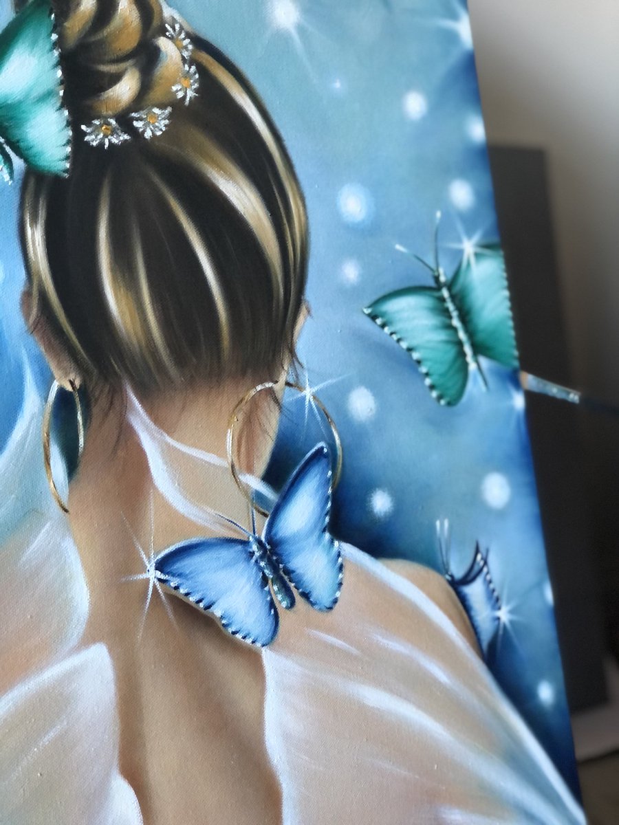 Salonikk's tweet photo. “Among the stars” 

#paintings #oilpaintings #artwork #artist #artgallery #artshare #drawing #womenart #art #ArtistOnTwitter #artistmom #seattleartists #amongthestars #stars #butterflies https://t.co/clr3r0BOlm