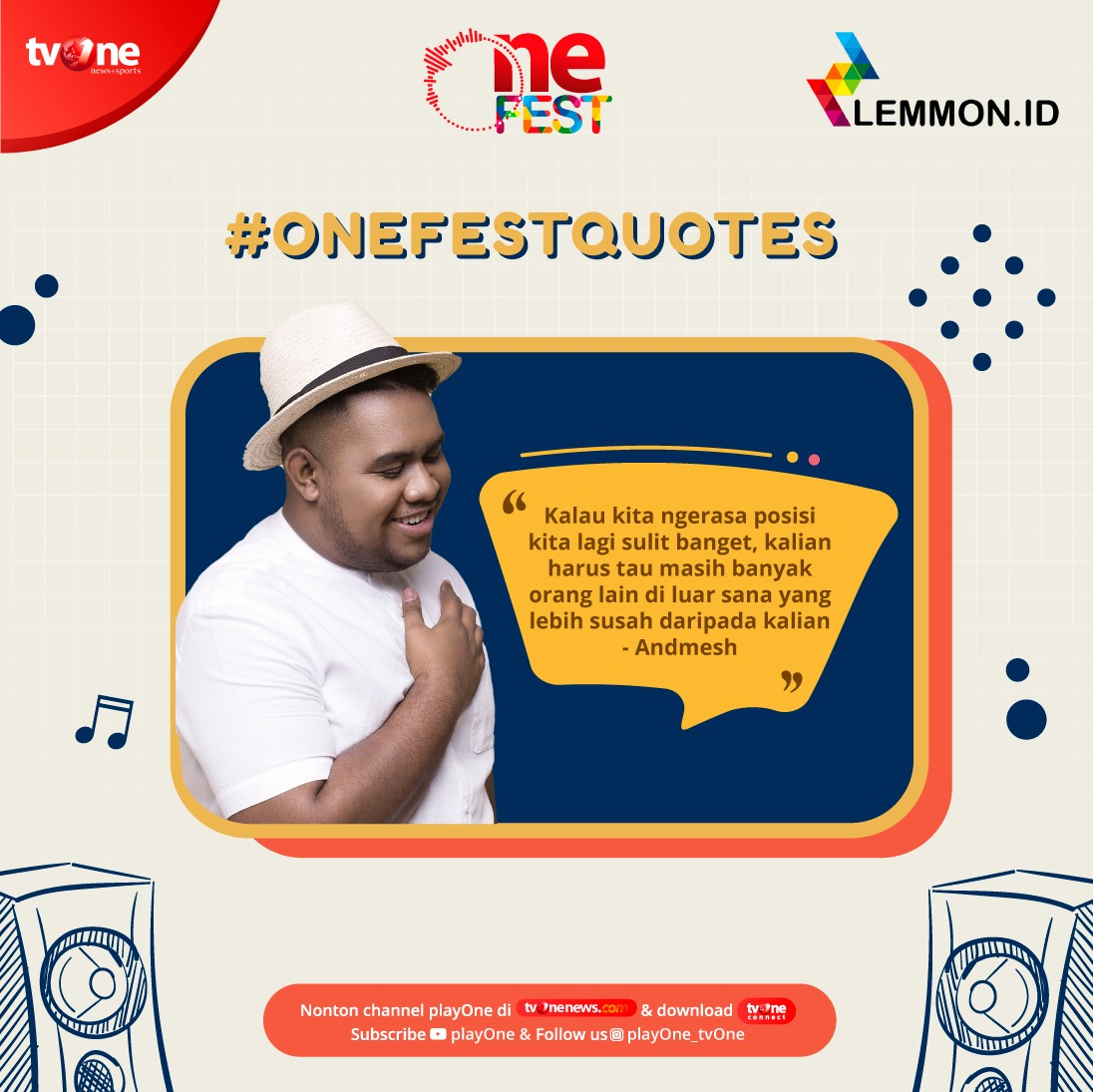 tvOneNews's tweet photo. Ketika kita ngerasa posisi kita lagi susah banget, kita harus ingat bahwa banyak orang lain di luar sana yang lebih susah daripada kita, kaya apa yang dibilang Andmesh ini❤️✨
Tonton chit-chat One Fest bersama Andmesh klik https://t.co/wrdkYCXhu1.
#OneFest2021 #OneFestAndmesh https://t.co/C0o7AUpi57